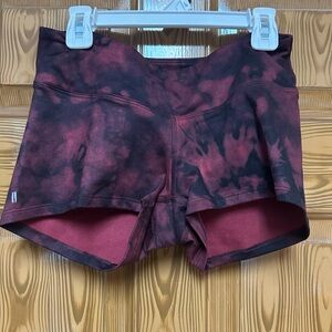 NOBULL Women's Athletic Shorts - Red and Black Tie-Dye